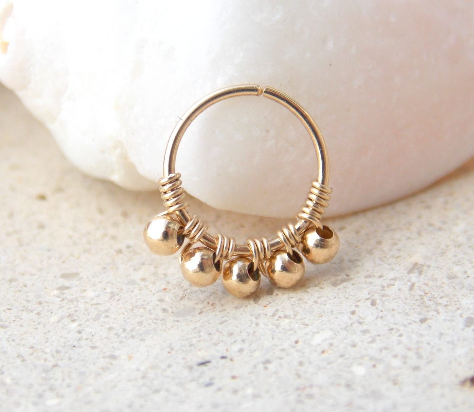 Body Jewelry Hangers - 14K goud gevulde kralen neusring piercing