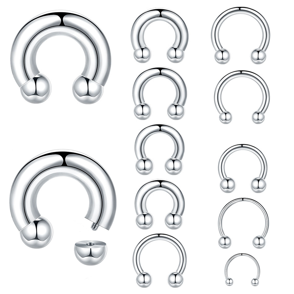 Body Jewelry Hangers - 1PC 18G-00G Grote Gauge Rvs Hoefijzer