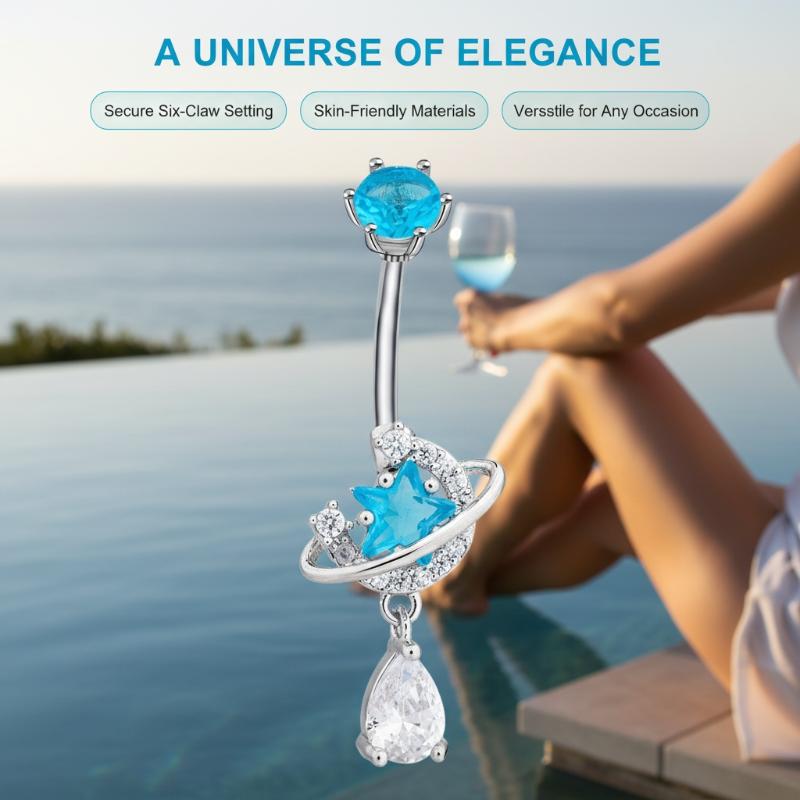 Glanzende zirkoon buikringen m - Body Jewelry Universe recensie en prijs