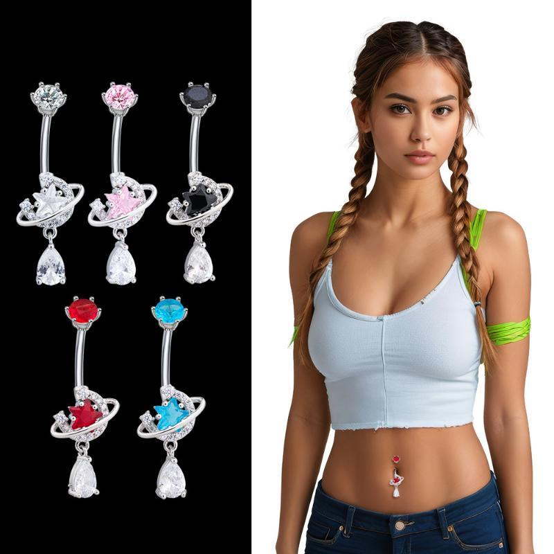 Kristallen buikringen van roes - Body Jewelry Universe recensie en prijs